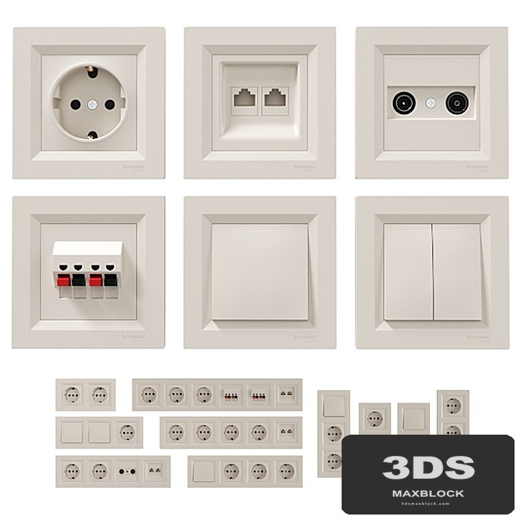Sockets and switches Schneider Asfora Cream.