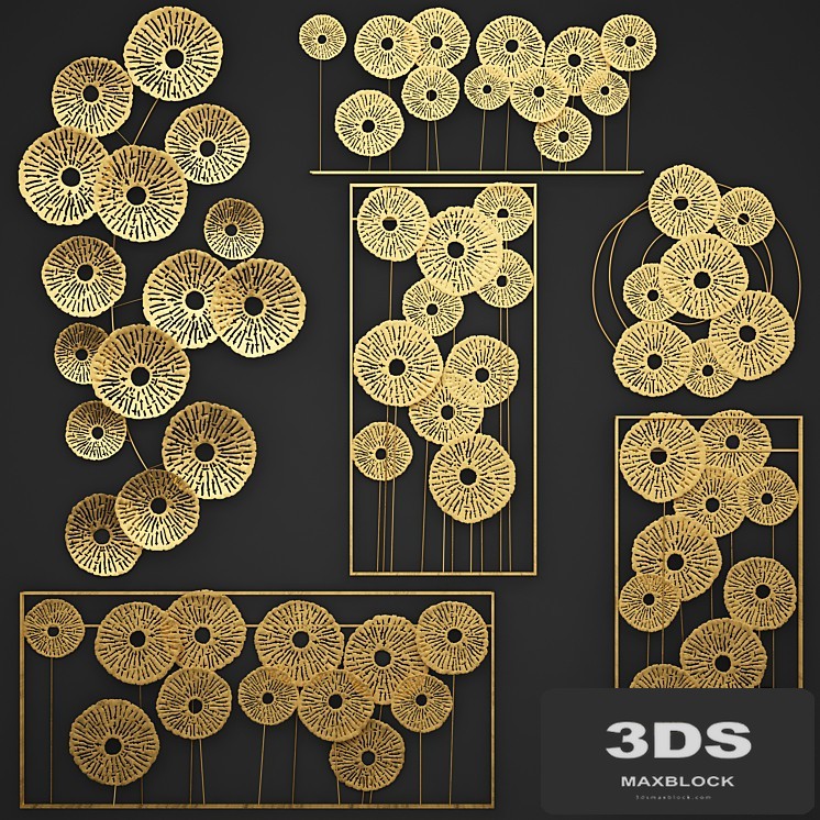 A collection of decor for the walls 1. Wall decor collection, disks, panels, metal decor, gold, luxury