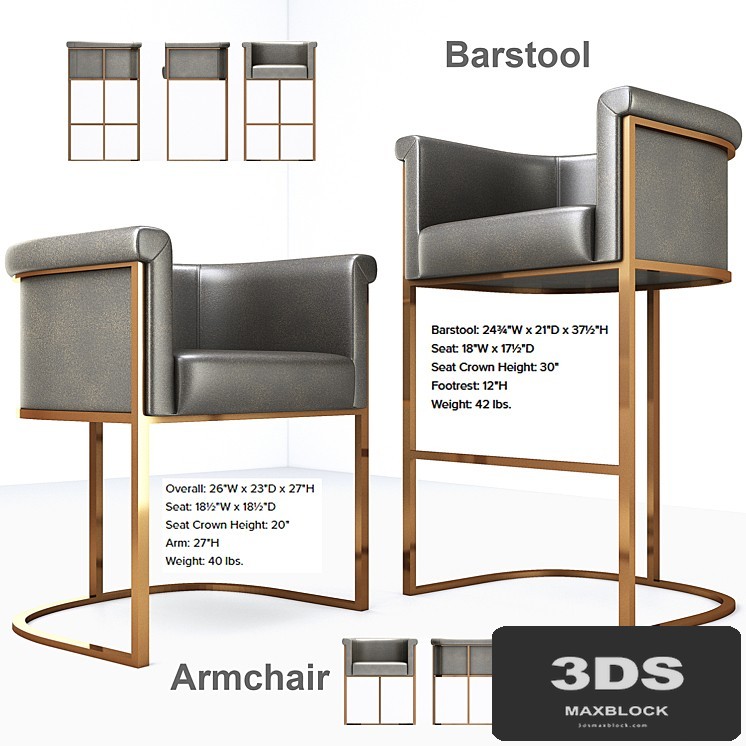Wexler Barrelback Armchair & Barstool