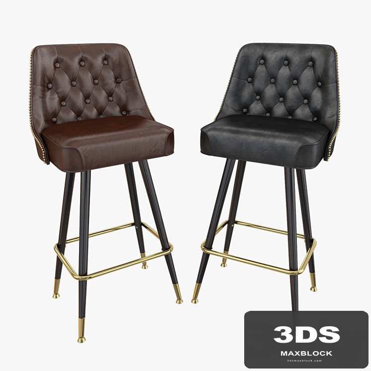 Tufted back bar stool