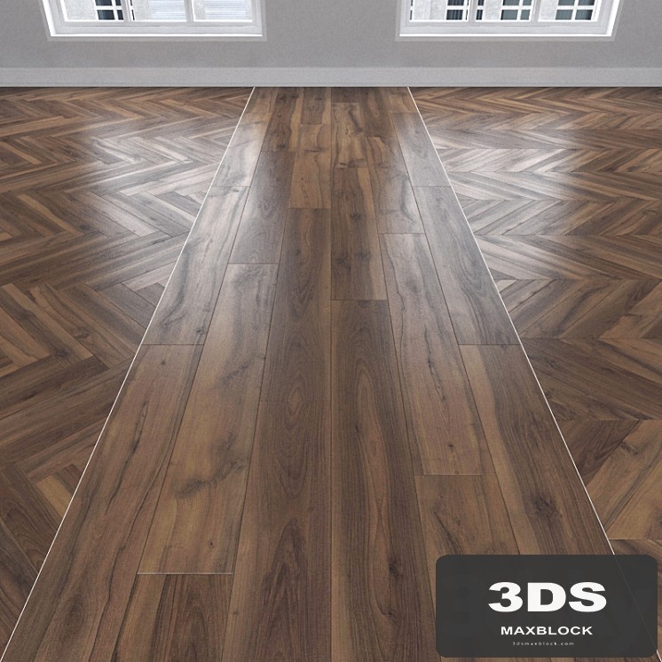 Parquet Walnut, 3 types: herringbone, linear, chevron.