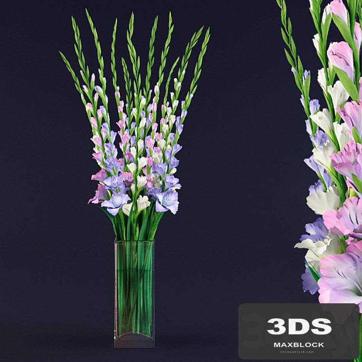 gladiolus bouquet in glass vase