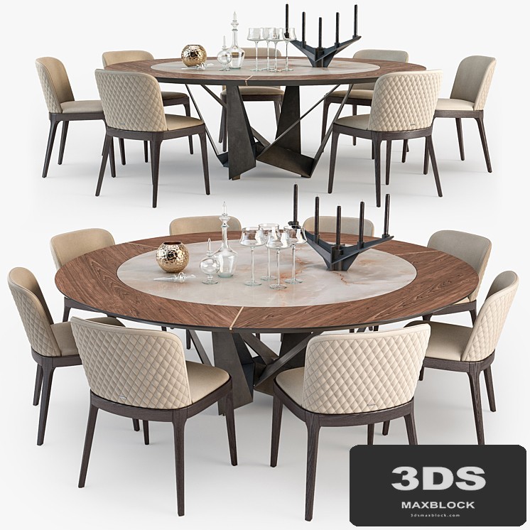 Cattelan Italia Skorpio round table Magda chair set
