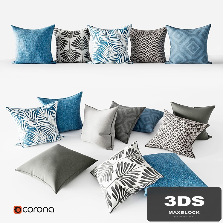 Decorative Pillows | Gray and Blue Set