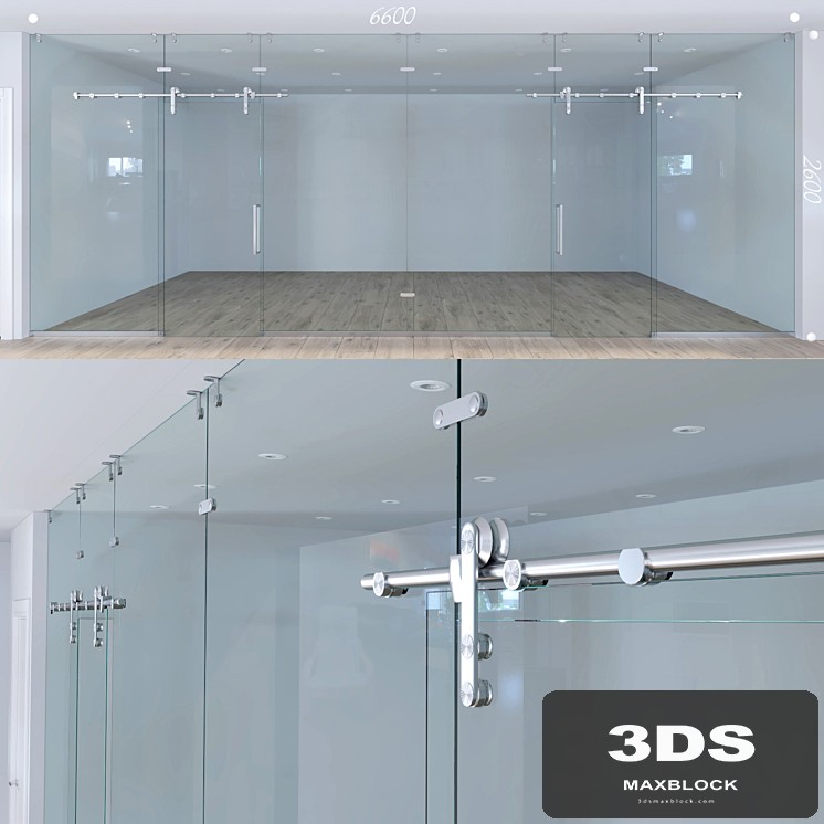 Glass partition with sliding doors - 1