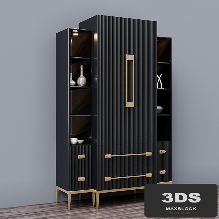 Ebony Satin Tall Cabinet