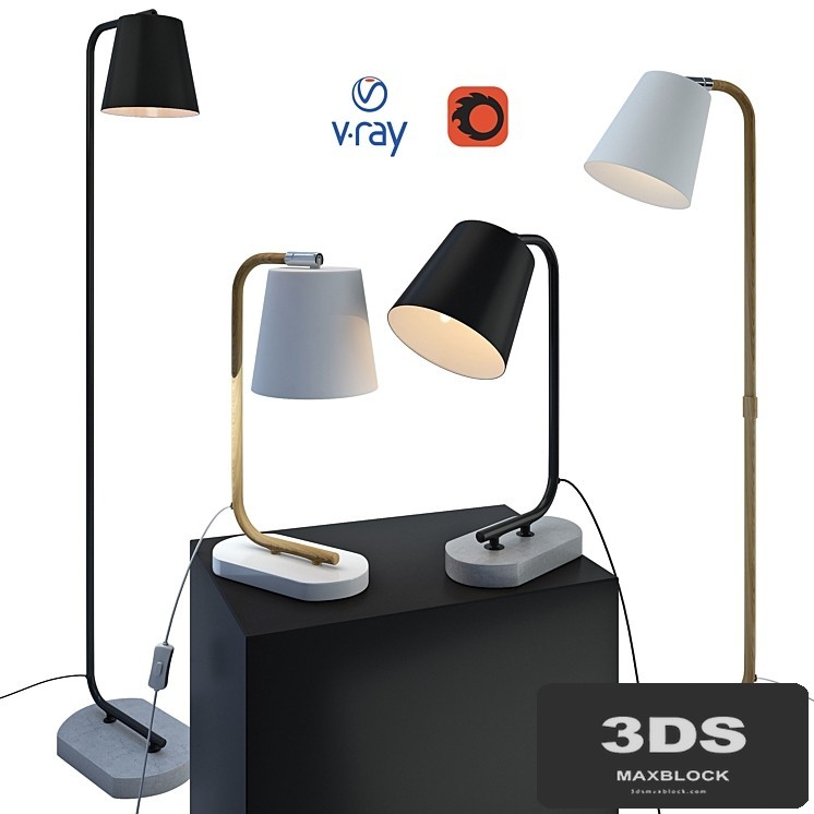 CONA, table and floor lamps, from the company LUCIDE, Belgium.