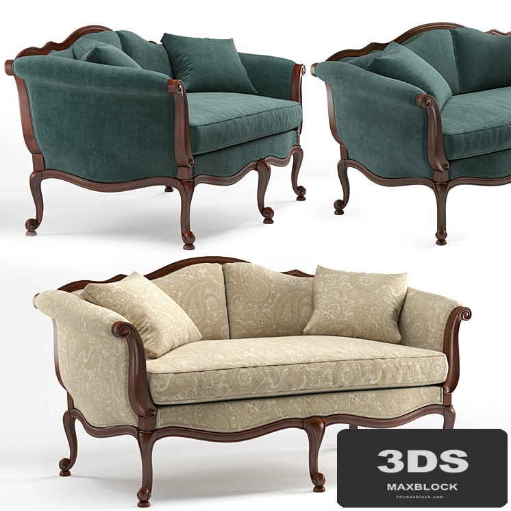 Evette Settee sofa by Ethan Allen