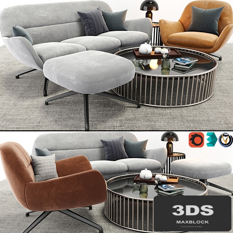 Minotti Jensen Arm Chair And Sofa Set