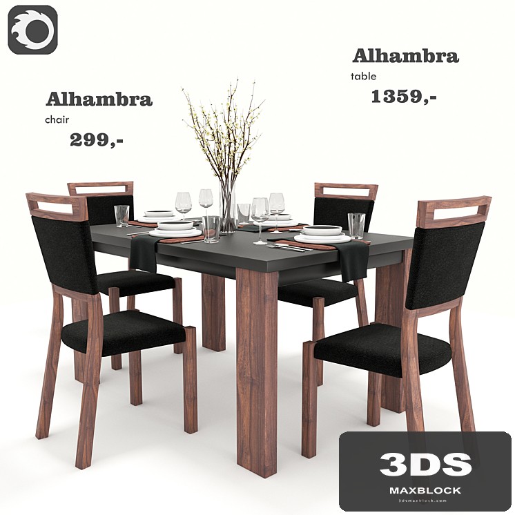 Alhambra Dining Set (BRW)