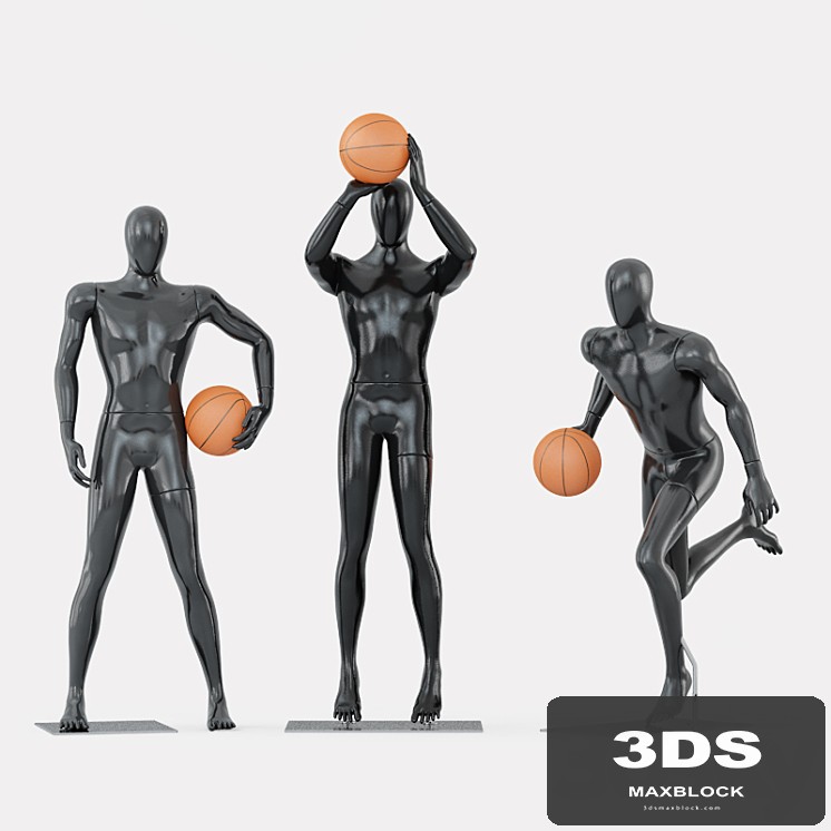 Three faceless mannequins basketball 29