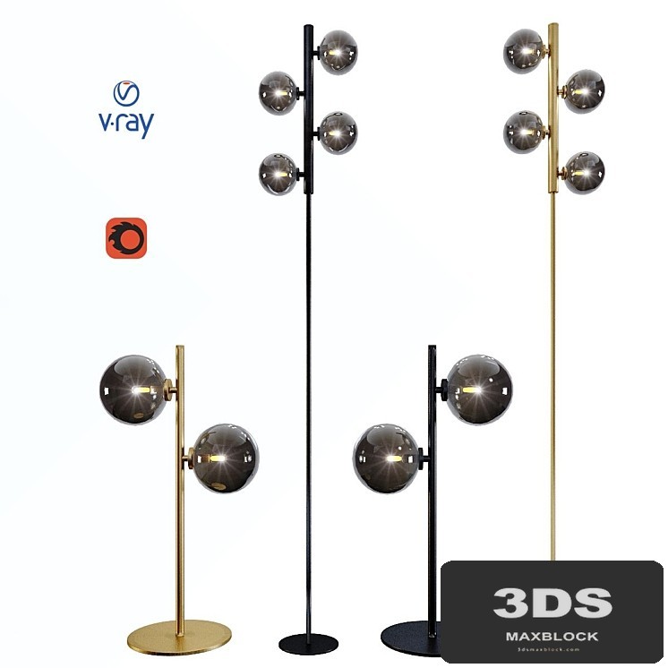 Table and floor lamps, model TYCHO, from the company LUCIDE, Belgium.