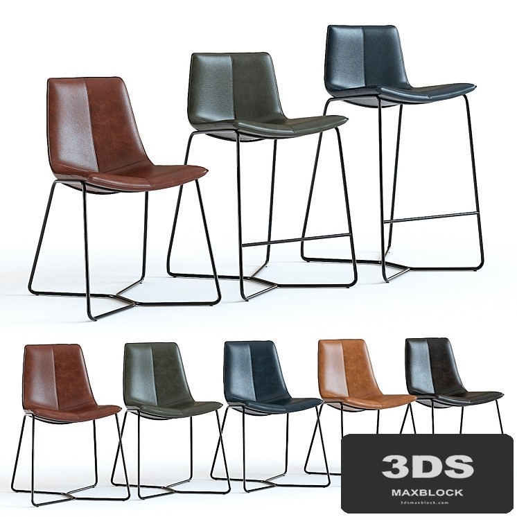 West Elm Slope Leather Chairs
