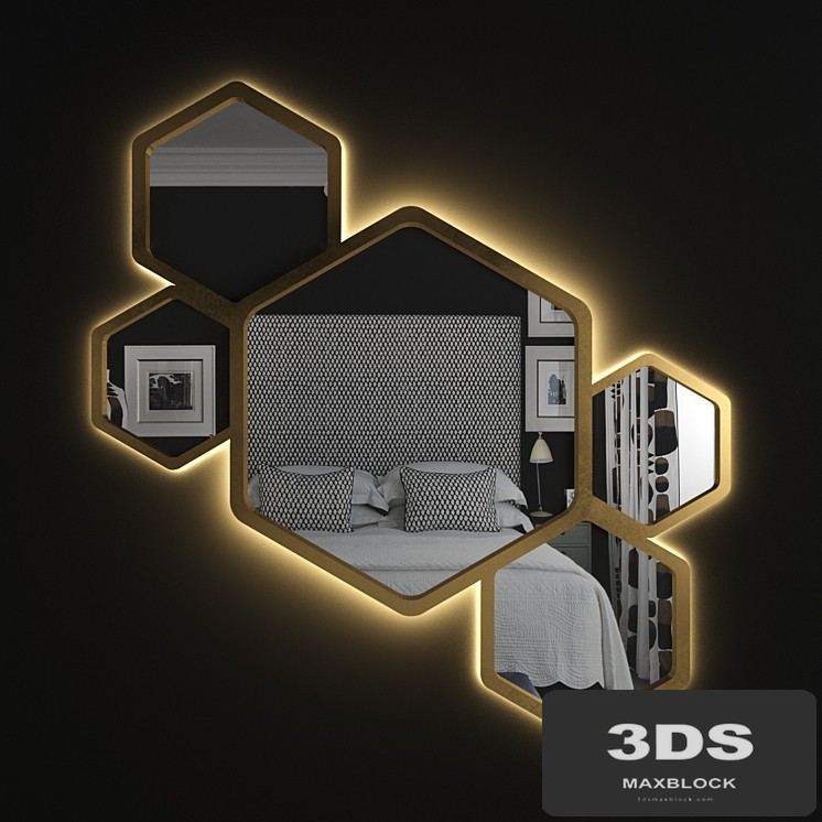 Hexagon Golden Mirror