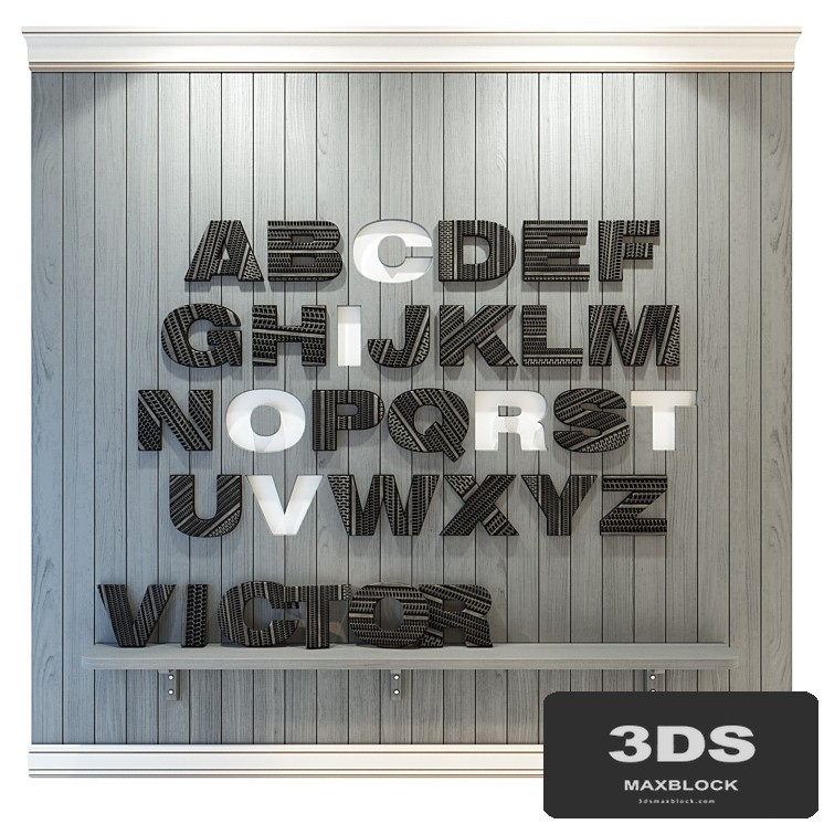 Panel to the nursery. Alphabet (English) gray