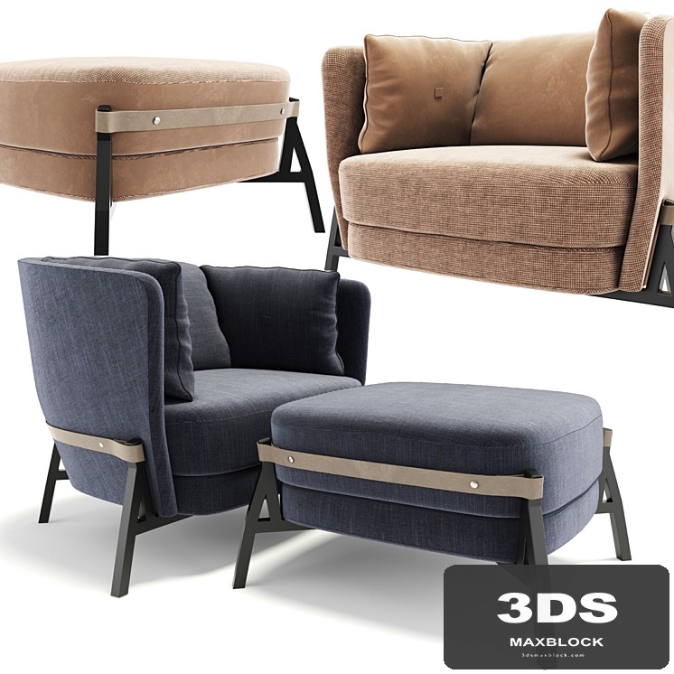 Cradle armchair With foot stool