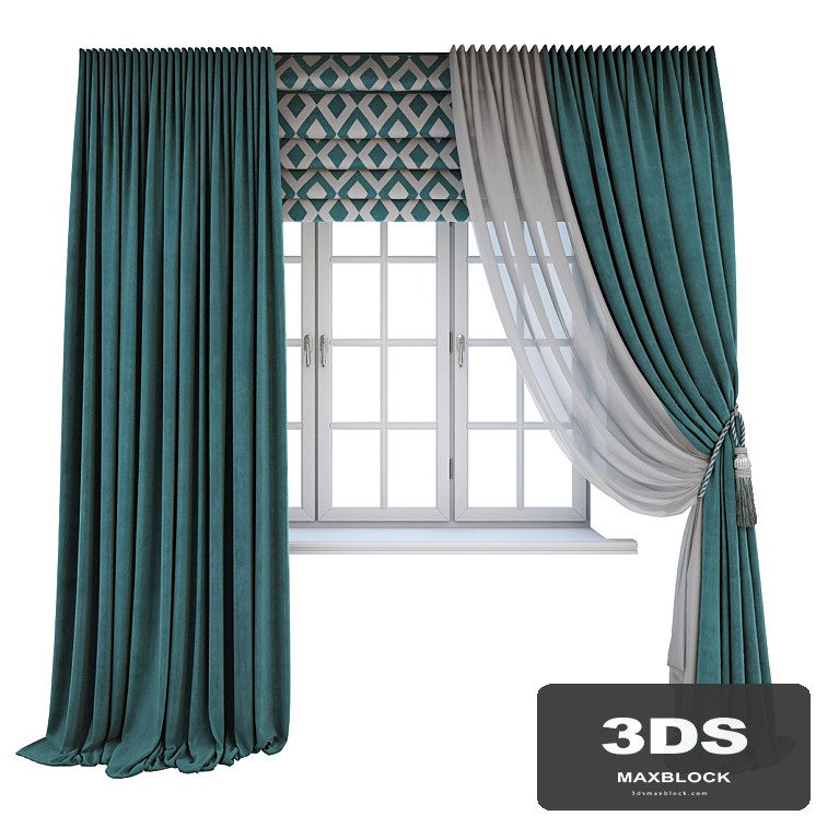 Turquoise curtains in the floor are straight