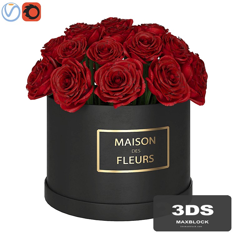 Red roses in box
