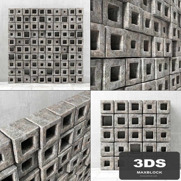 Panel stone cube hole / Panel of stone cubes with a hole