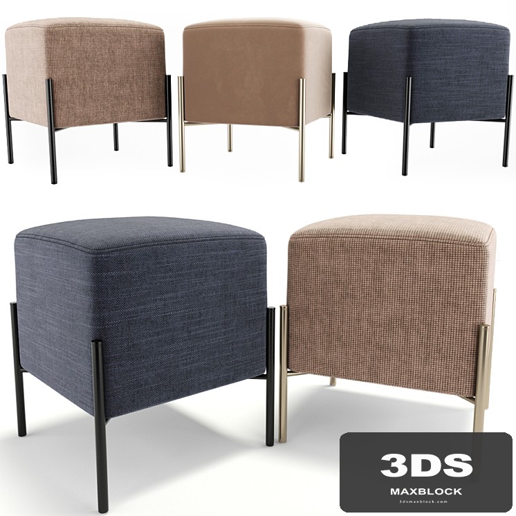 Square Black Velvet Modern Ottoman Footstool