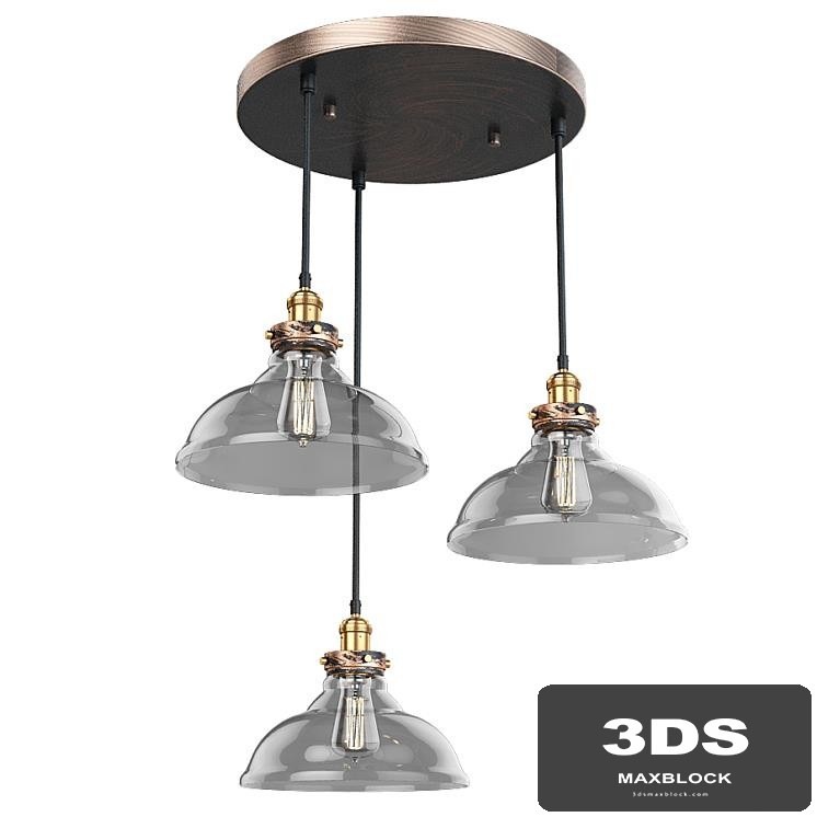 ARTCRAFT 3-Light Bronze and Copper Pendant Suspension