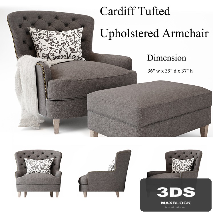 Cardiff Tufted Upholstered Armchair, Melford Royal Vintage