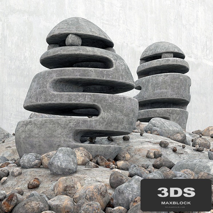 Blumenbeet Stone light / flowerbed with stone lamps