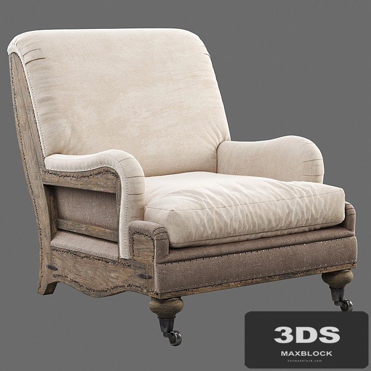 RH Deconstructed English Roll Armchair