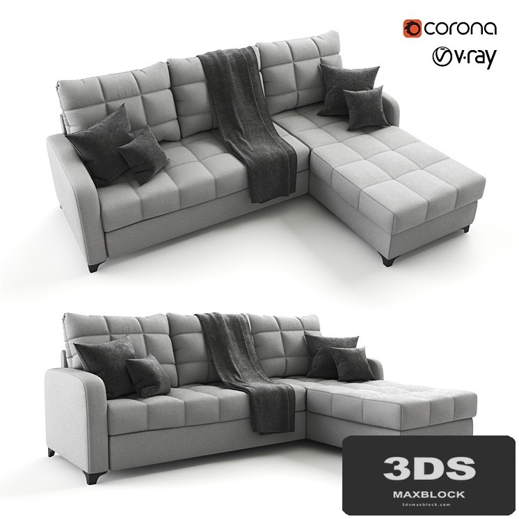 Corner, gray sofa bed Valerie, velor