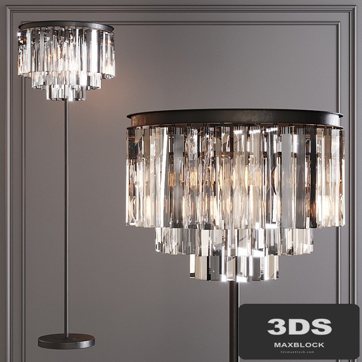 Restoration Hardware 1920S ODEON CLEAR GLASS FLOOR LAMP 3-TIER Black