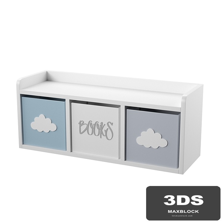 Rack with storage boxes for toys