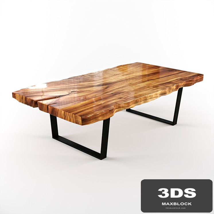 Natural wood slab table