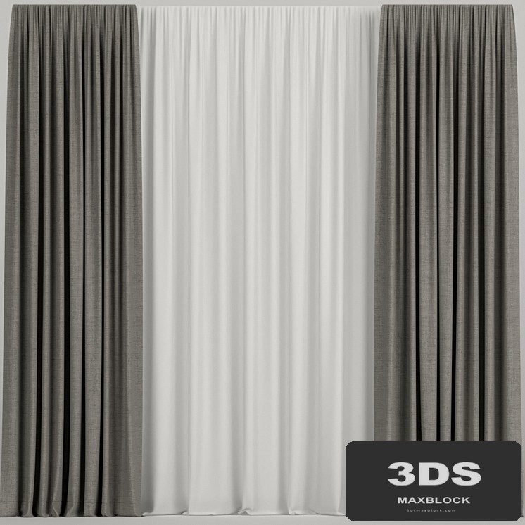 Brown curtains.