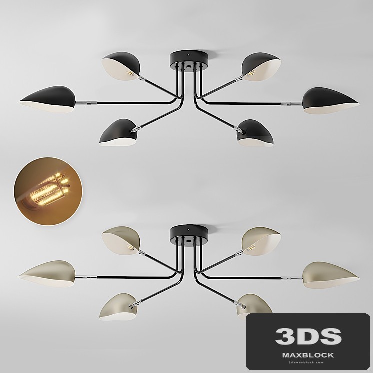 Industrial Modern 3-6 Light Ceiling Lamp