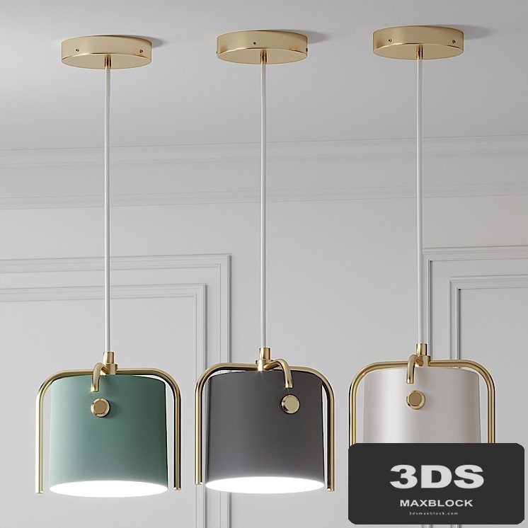 Nordic Drum Shade Pendant Lamp Gray-Green-White