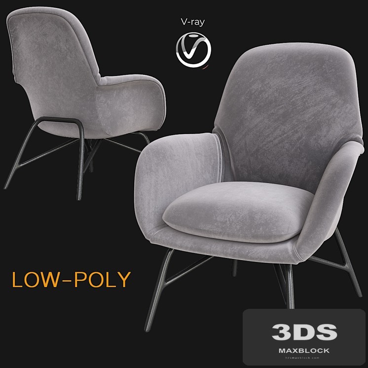 Minotti Prince Armchair & Ottoman (low poly)