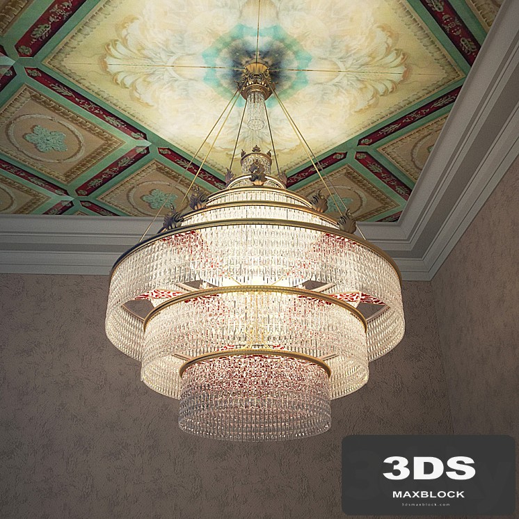 Soviet chandelier with a fragment of the Soviet ceiling and walls