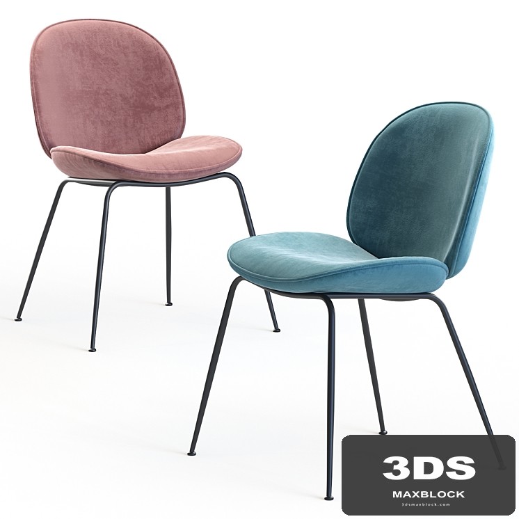 Beetle Dining Chair in GUBI Velvet and Luce