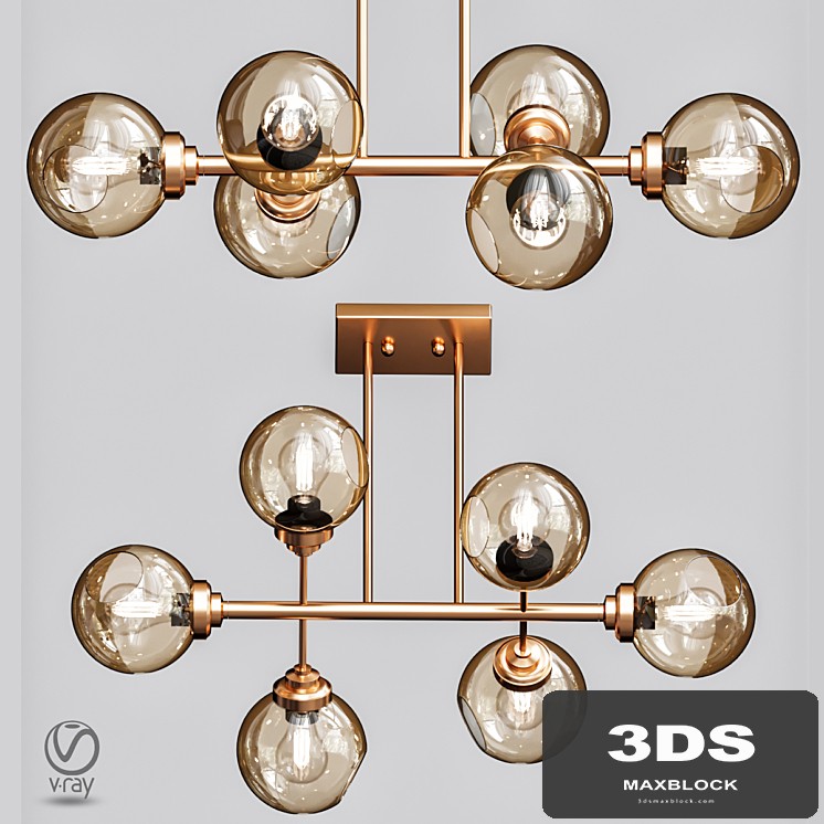 Glass Bubble Chandelier Brass