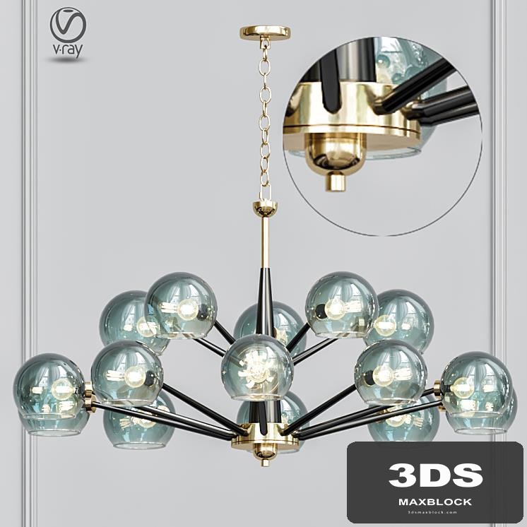 Thalia chandelier blue glass 15