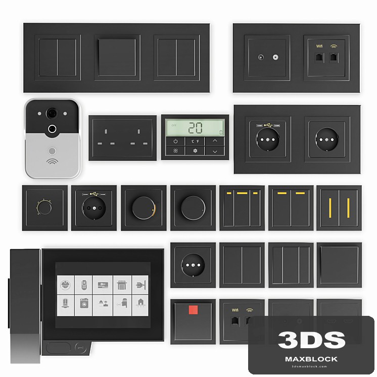Black switches and sockets