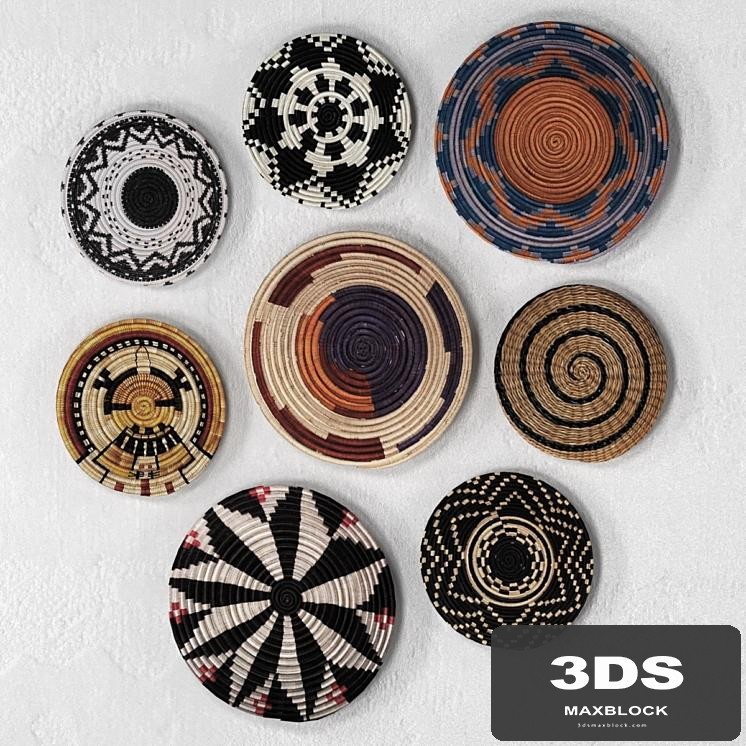 Wicker African wall baskets