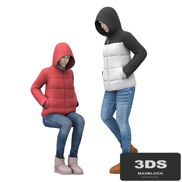 Girl in a jacket with a hood