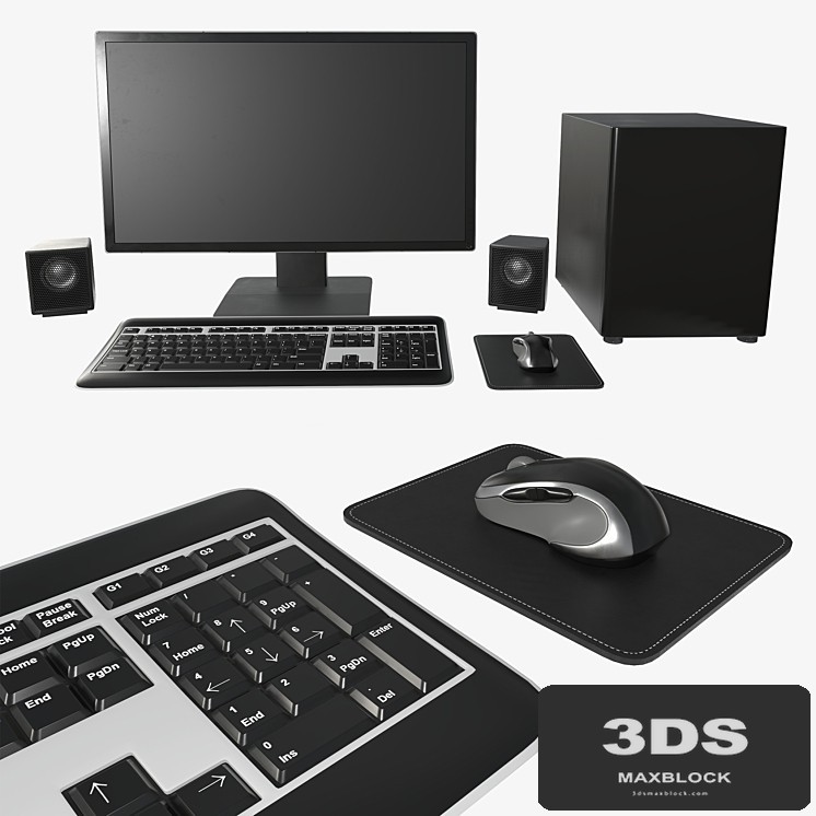 Computer monitor keyboard mouse pad speakers woofer set