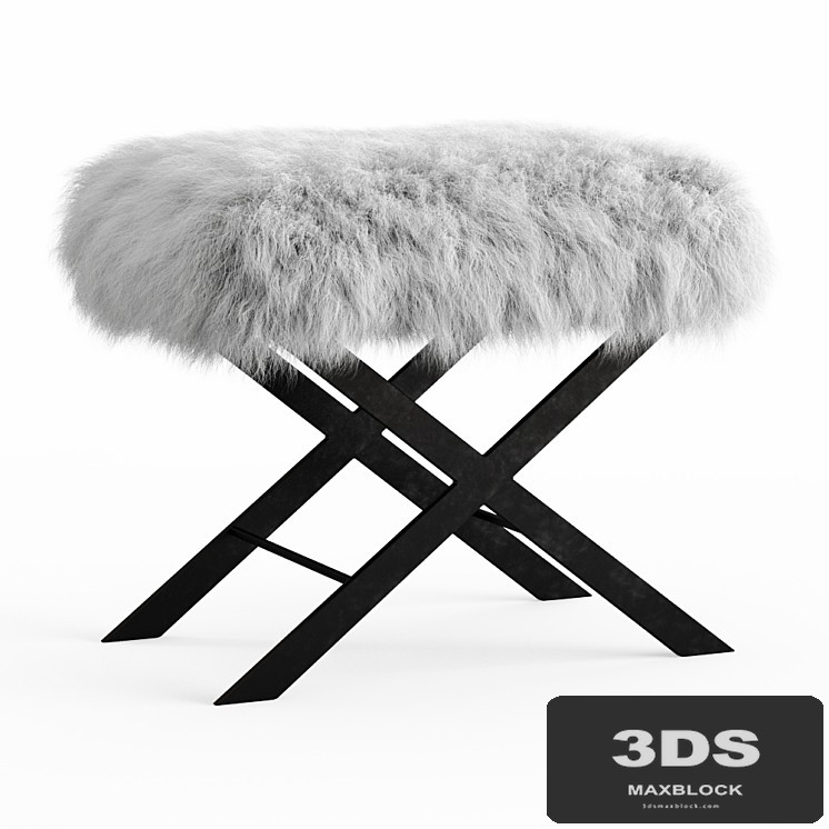 X Frame Bench White Mongolian Lamb