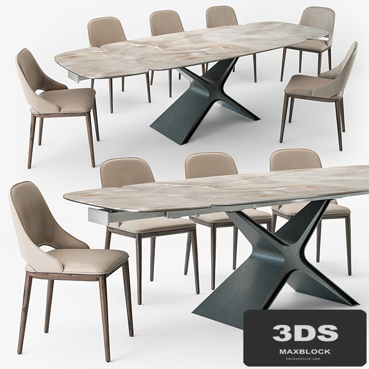 Tonin Casa Calliope table Malva chair