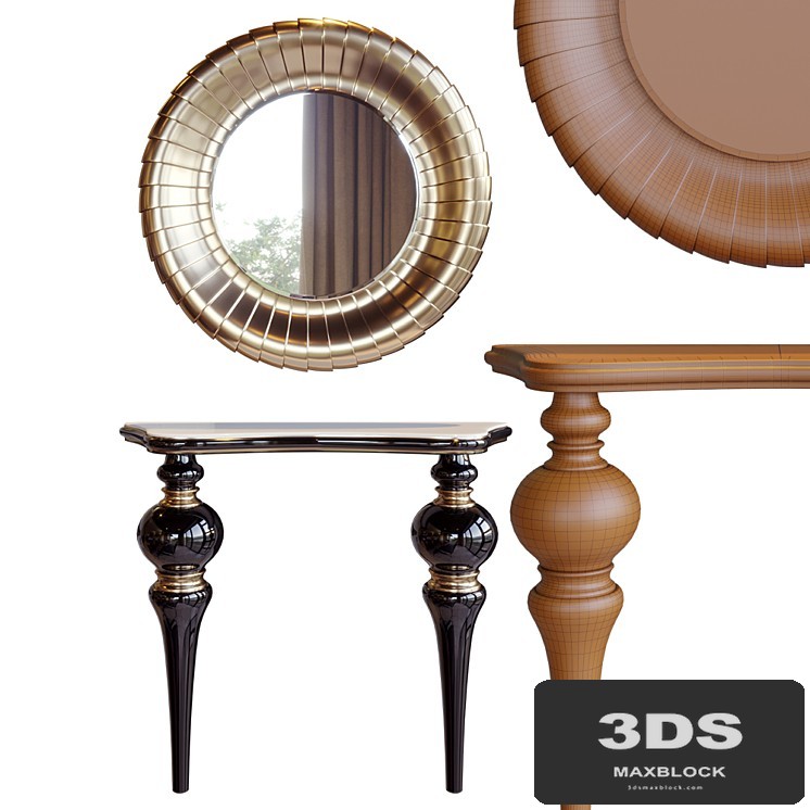 Console and round mirror