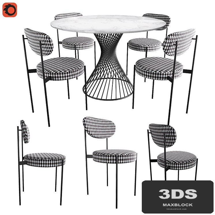 Table Calligaris Vortex Chair Dublin Houndstooth