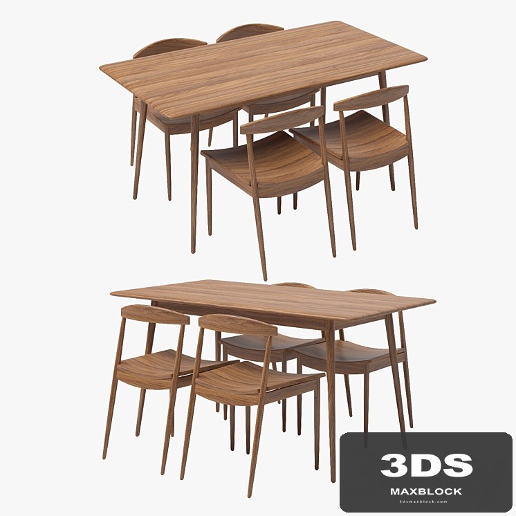 West Elm / Lena Mid-Century Table & Chairs Dining Set