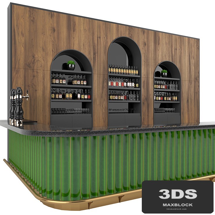 Restaurant Bar Set 01 with Emerald Ceramic tiles